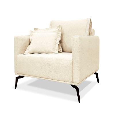 Poltrona Decorativa Elba com Assento Firme Linho Pérola Bege para Sala Loja Sheep