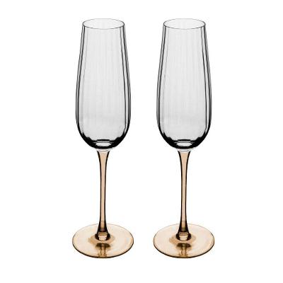 Conjunto 2 Taças para Espumante Classic de Vidro 230ml com Haste Âmbar Transparente Wolff