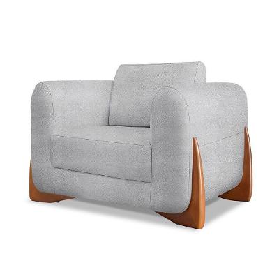 Poltrona Decorativa Nuvina Boucle Confortável com Braços e Pés Palito Cinza Loja Sheep