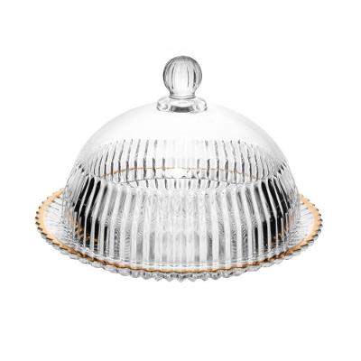 Queijeira Império Fio de Ouro de Cristal para Mesa Posta 20cm Transparente Wolff