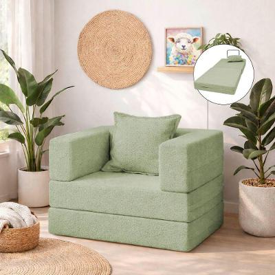 Poltrona Cama Modular Mold Boucle Reclinável Verde Claro com Almofada Loja Sheep