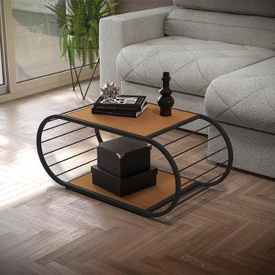 Mesa de Centro LI039 Oval MDP com Estrutura em Aço Canela-preto Fosco Kappesberg