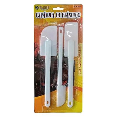 Kit de Espátulas RJ0300 Plástico 3 Peças para Uso Culinário Branco Elite Imports