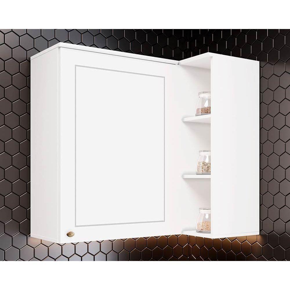 Armário Aéreo p/ Cozinha Canto Reto Americana 1 Porta 83cm Branco - Henn - 1