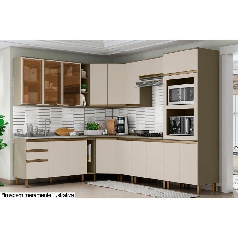 Armário Aéreo p/ Cozinha Canto Oblíquo Connect 2 Portas 83cm Duna/Cristal - Henn - 2