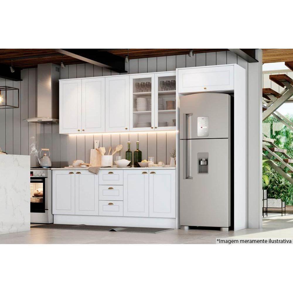 Armário Aéreo p/ Cozinha  Americana 2 Portas de Vidro 80cm Branco - Henn - 4