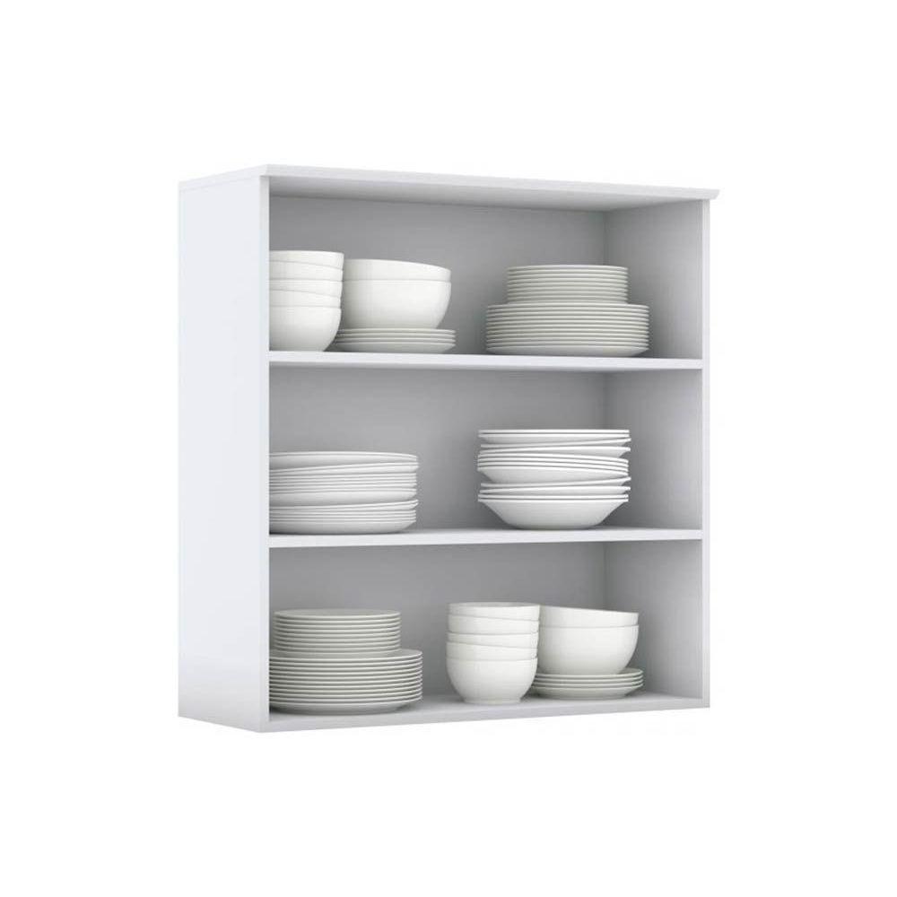 Armário Aéreo p/ Cozinha  Americana 2 Portas de Vidro 80cm Branco - Henn - 5