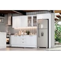 Armário Aéreo p/ Cozinha  Americana 2 Portas de Vidro 80cm Branco - Henn