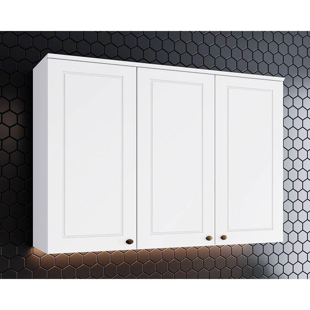 Armário Aéreo p/ Cozinha Americana c/ 3 Portas 120cm Branco - Henn - 1