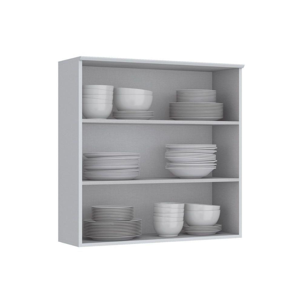 Armário Aéreo p/ Cozinha Americana c/ 2 Portas 80cm Cinza - Henn - 4