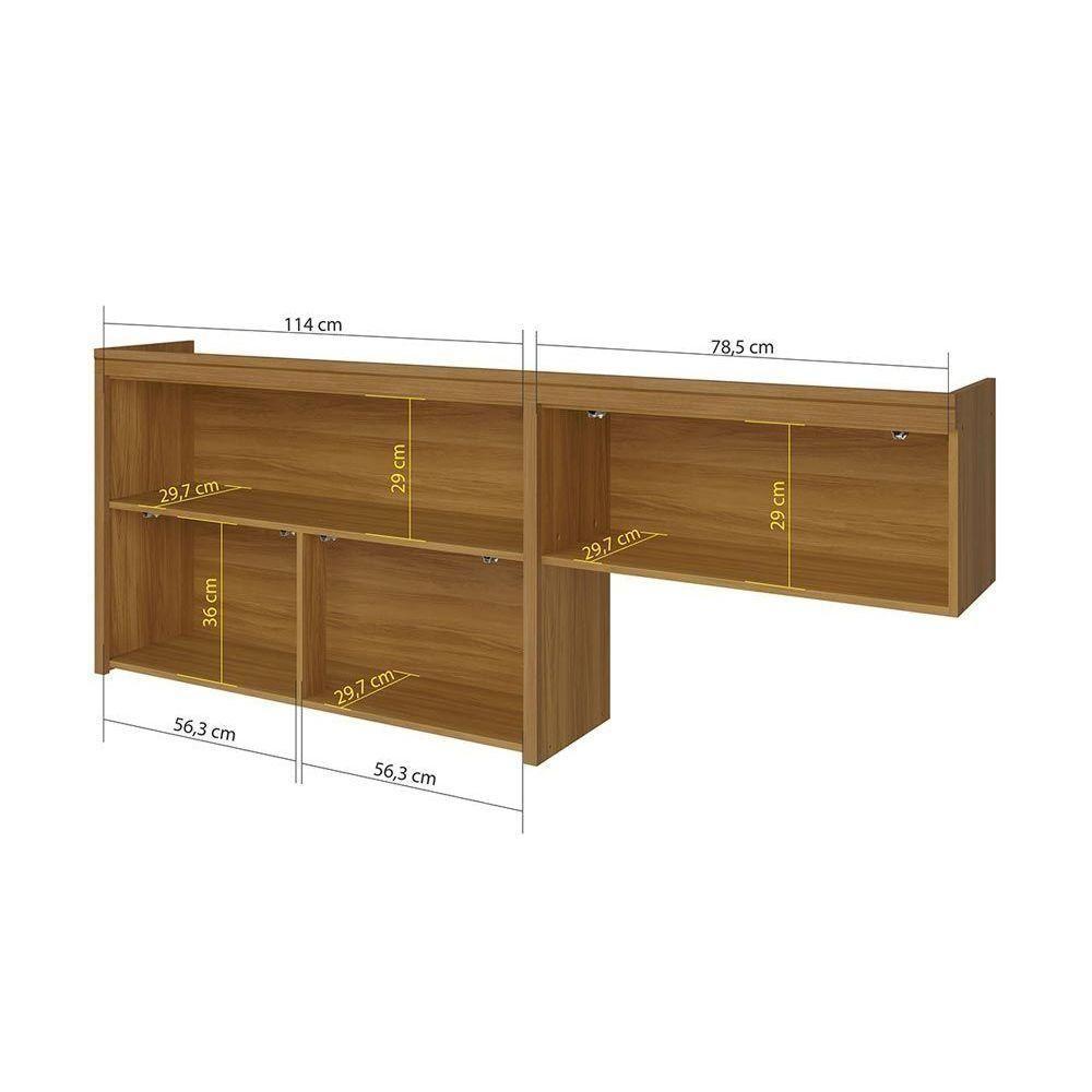 Armário Aéreo Cozinha Modulado  Princesa c/ 2 Portas Freijo/Off White - Nesher - 2