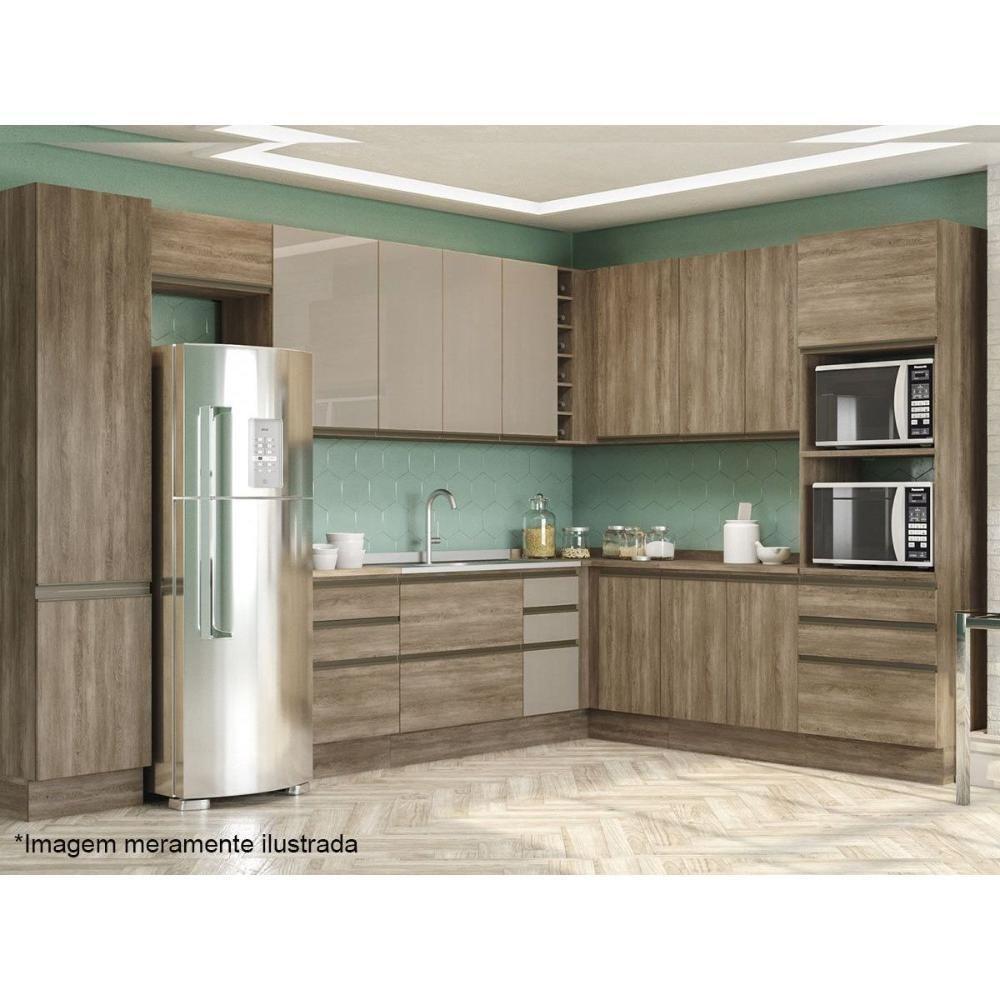 Armário Aéreo Cozinha Modulado  Maxxi G769 1 Porta Basculante Nogal - Kappesberg - 2