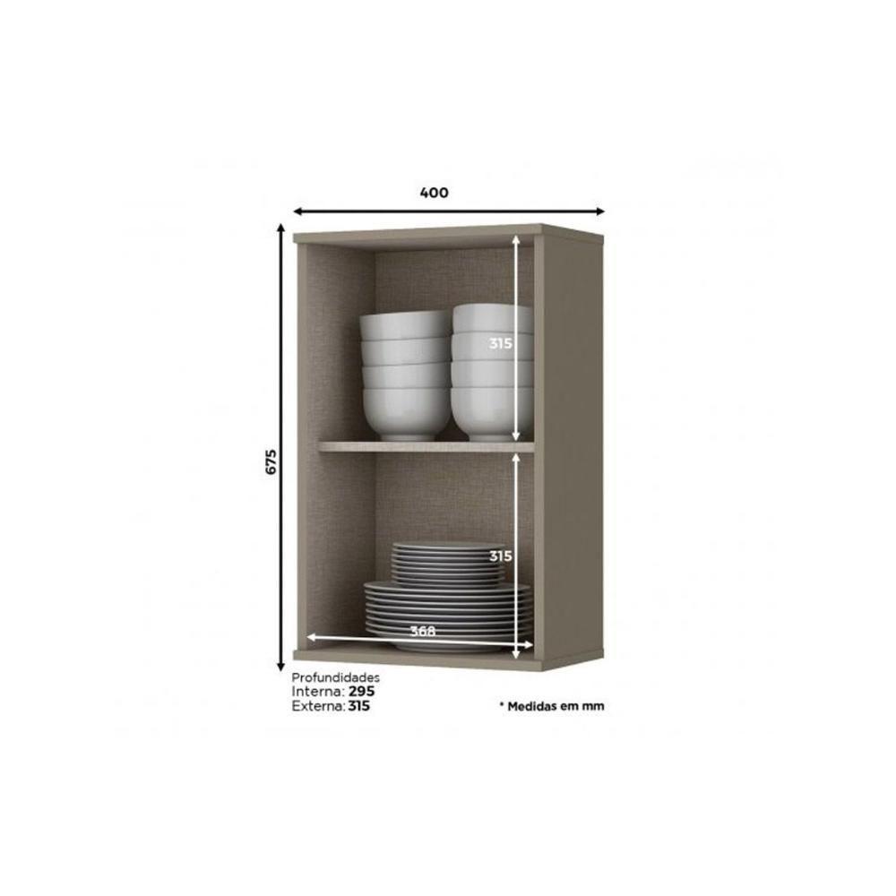 Armário Aéreo p/ Cozinha Connect c/ 1 Porta 40cm Duna/Cristal - Henn - 4