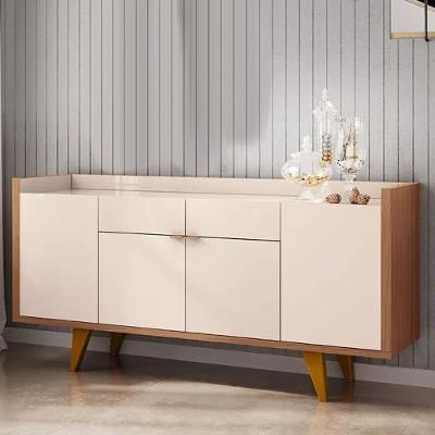 Balcão Aparador Buffet 4 Portas Melodia Off White-cinamomo - Hb Móveis