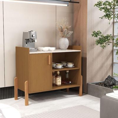 Aparador Buffet Luxor Compacto 1 Porta MDP 79cm Cedro-off com Pés de Madeira