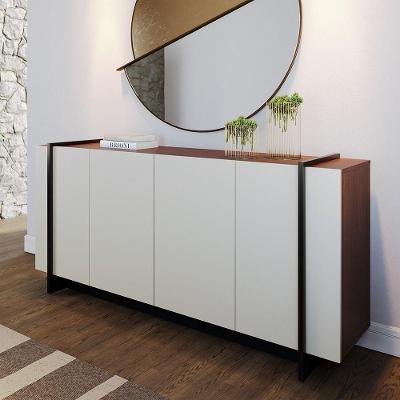 Aparador Buffet Amalfi 4 Portas MDP 160cm Off White Nogueira Real Preto Fosco Real