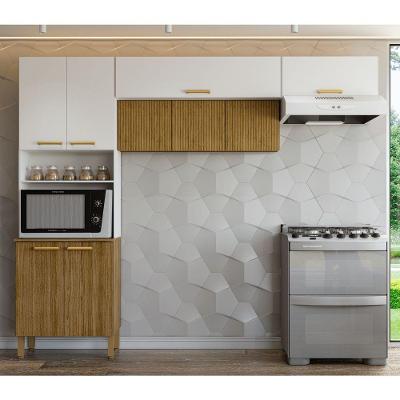 Armário de Cozinha Urbane Freijó Supremo Ripado 9 Portas MDP 260cm Kit's Paraná