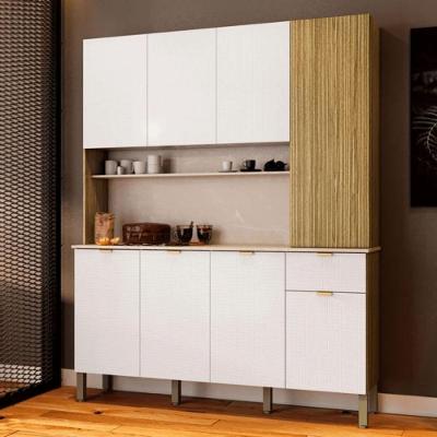 Armário de Cozinha Slow 8 Portas 1 Gaveta 161cm Freijó Ártico Kit's Paraná