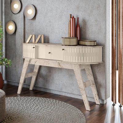 Aparador Turim com Nichos 2 Portas 1 Gaveta 136cm Calacata Off White Madetec Móveis