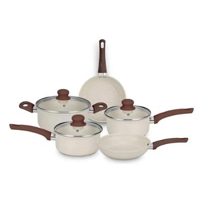 Conjunto de Panelas Serena 5 Peças Vanilla Bege Antiaderente Cerâmico MTA Alumínios