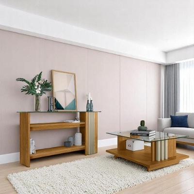 Conjunto Aparador e Mesa de Centro Domo com Nicho MDP Cumaru-opala Madetec Móveis