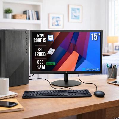Computador Completo Cpu Pc Torre Intel Core I5 8gb Ssd 120gb Monitor 15 Bivolt Brazil PC