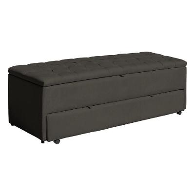 Calçadeira Sapateira Baú Luna 160cm Queen Veludo Estrutura em Madeira Cinza Sheep