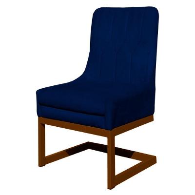 Cadeira para Sala de Jantar Marília Estrutura em Madeira Assento em Veludo Azul Sheep