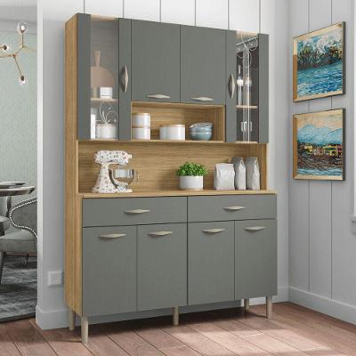 Kit Cozinha Golden 8 Portas 2 Gavetas MDP Freijó Gris Kit's Paraná
