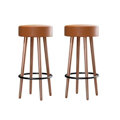 Kit 2 Banquetas Altas Berlim Estrutura MDF MDP Assento Couríssimo Amarula Loja Sheep