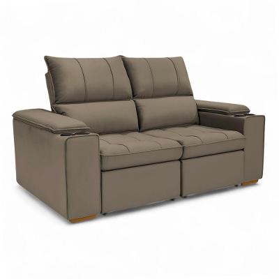 Sofá Retrátil Reclinável Boni 2 Lugares 190cm Capuccino Veludo Sheep