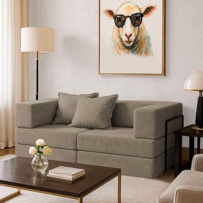 Sofá Cama Modular Mold 2 Lugares 190cm Marrom Boucle Estrutura em Aço