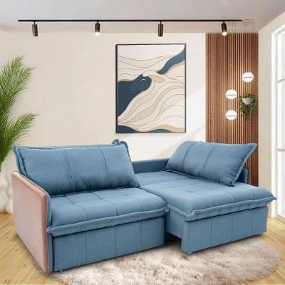 Sofá Cama Casal Domani 2 Lugares 210cm Azul Linho Sheep