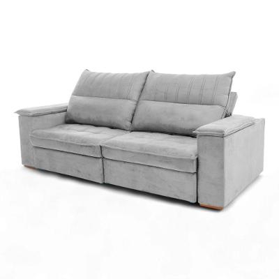 Sofá California 2 Lugares Retrátil e Reclinável 250cm Cinza Claro Loja Sheep