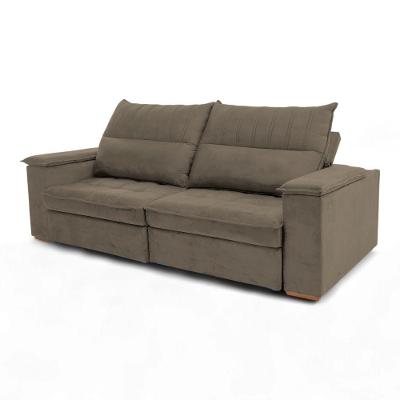 Sofá California 2 Lugares Retrátil e Reclinável 250cm Capuccino Veludo
