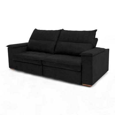 Sofá California 2 Lugares Retrátil e Reclinável 230cm Preto Veludo Sheep