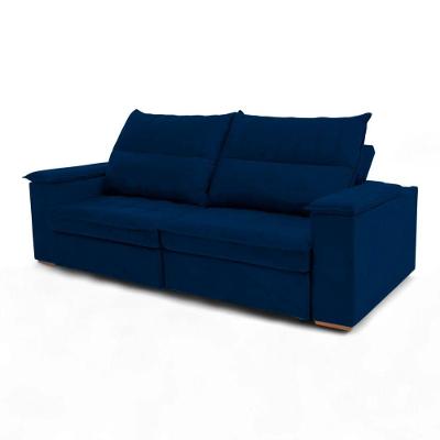 Sofá California 2 Lugares Retrátil e Reclinável 250cm Azul Veludo