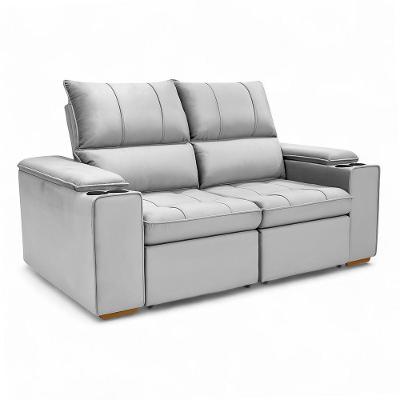 Sofá Boni 2 Lugares Retrátil e Reclinável 190cm Cinza-prata Veludo Sheep
