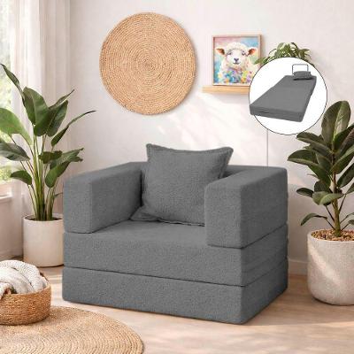 Poltrona Cama Modular Mold Boucle Grafite Reclinável Espuma D28 Cinza Loja Sheep
