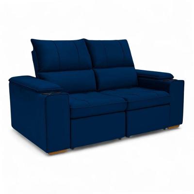Sofá Boni 2 Lugares Retrátil e Reclinável 190cm Azul Marinho em Veludo Sheep
