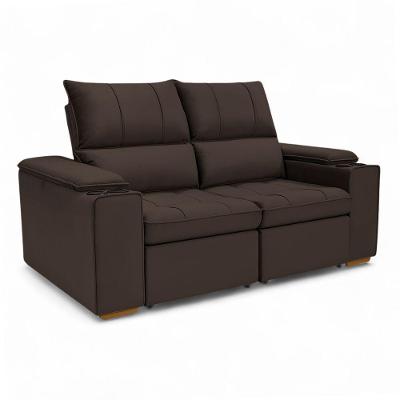 Sofá Boni 2 Lugares Retrátil e Reclinável 190cm Marrom Veludo Sheep