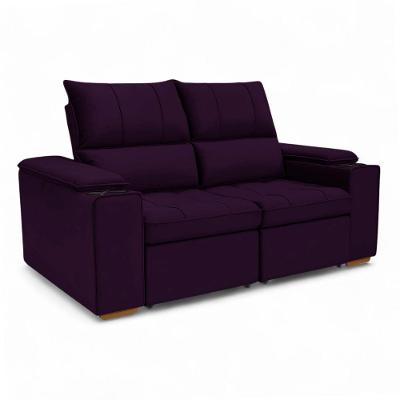 Sofá Boni 2 Lugares Retrátil e Reclinável 190cm Roxo em Veludo Sheep