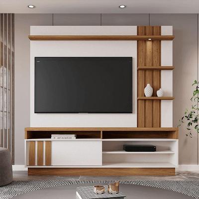 Home para Tv 55 Home Mariana 180cm MDP MDF com Painel Ripado Led Amêndoa Möbler