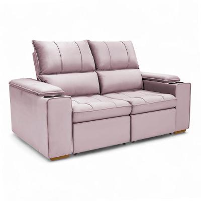 Sofá Retrátil e Reclinável Boni 2 Lugares 190cm Rosê Veludo Sheep