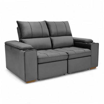 Sofá Retrátil e Reclinável Boni 2 Lugares 190cm Cinza Grafite Veludo Sheep