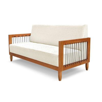 Sofá Namoradeira Daia 2 Lugares 160cm Bege em Linho Natural Sheep