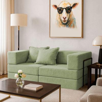 Sofá Cama Modular Mold 2 Lugares 190cm Verde Claro Boucle Sheep
