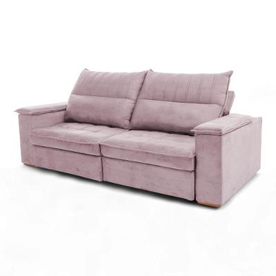 Sofá California 2 Lugares Retrátil e Reclinável 290cm Rosa Veludo Sheep