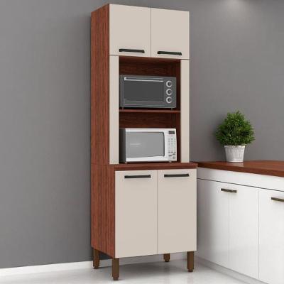 Paneleiro Duplo para Forno Ametista 4 Portas MDP 70cm Nogueira Off White Kit's Paraná