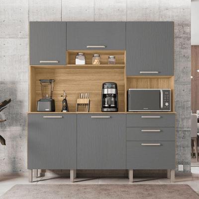 Cozinha Ferrara 6 Portas em MDP 180,2cm Freijó Gris Kit's Paraná